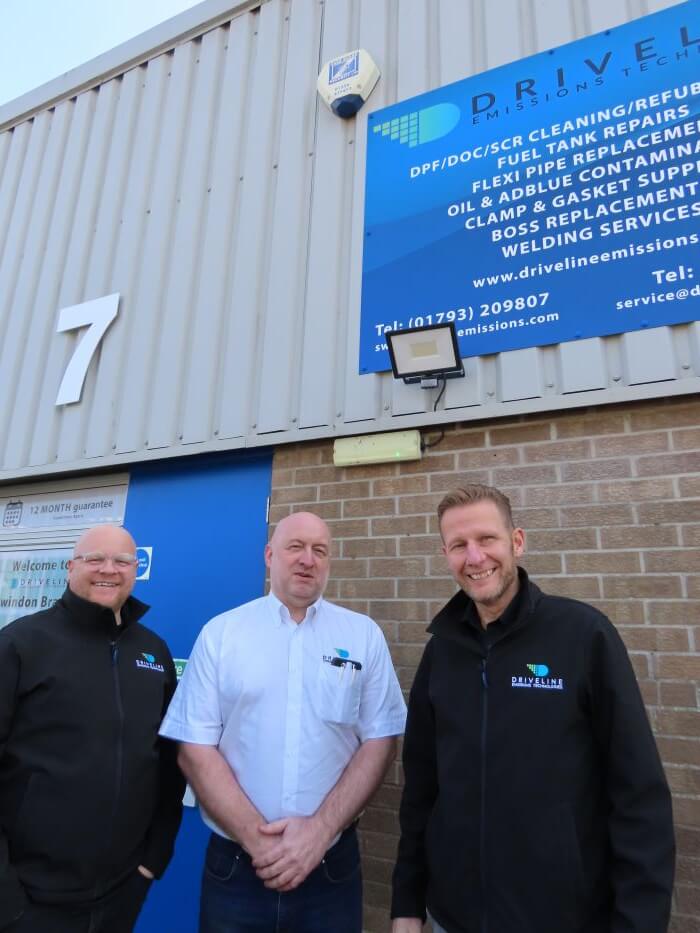 Driveline Emissions Technologies l-r Swindon depot manager James Harper, Regional Manager Stuart Booth, Business Development Manager Mark Cooper - Copy (1)