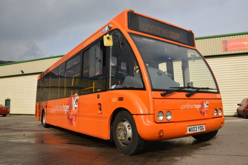 Orange Yorkshire Tiger bus of Arriva