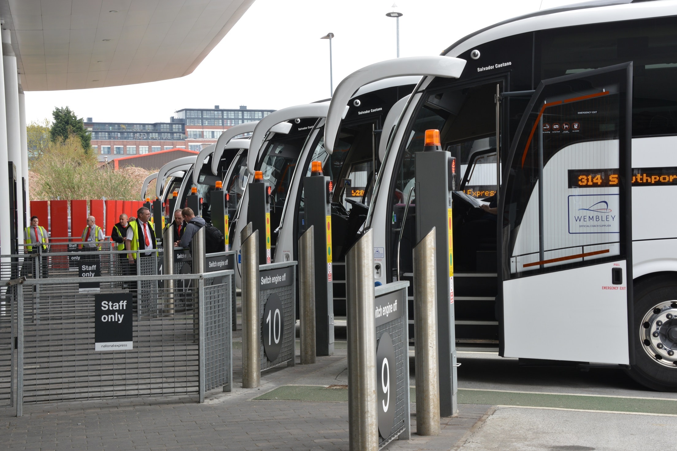 National Express coaches lined up