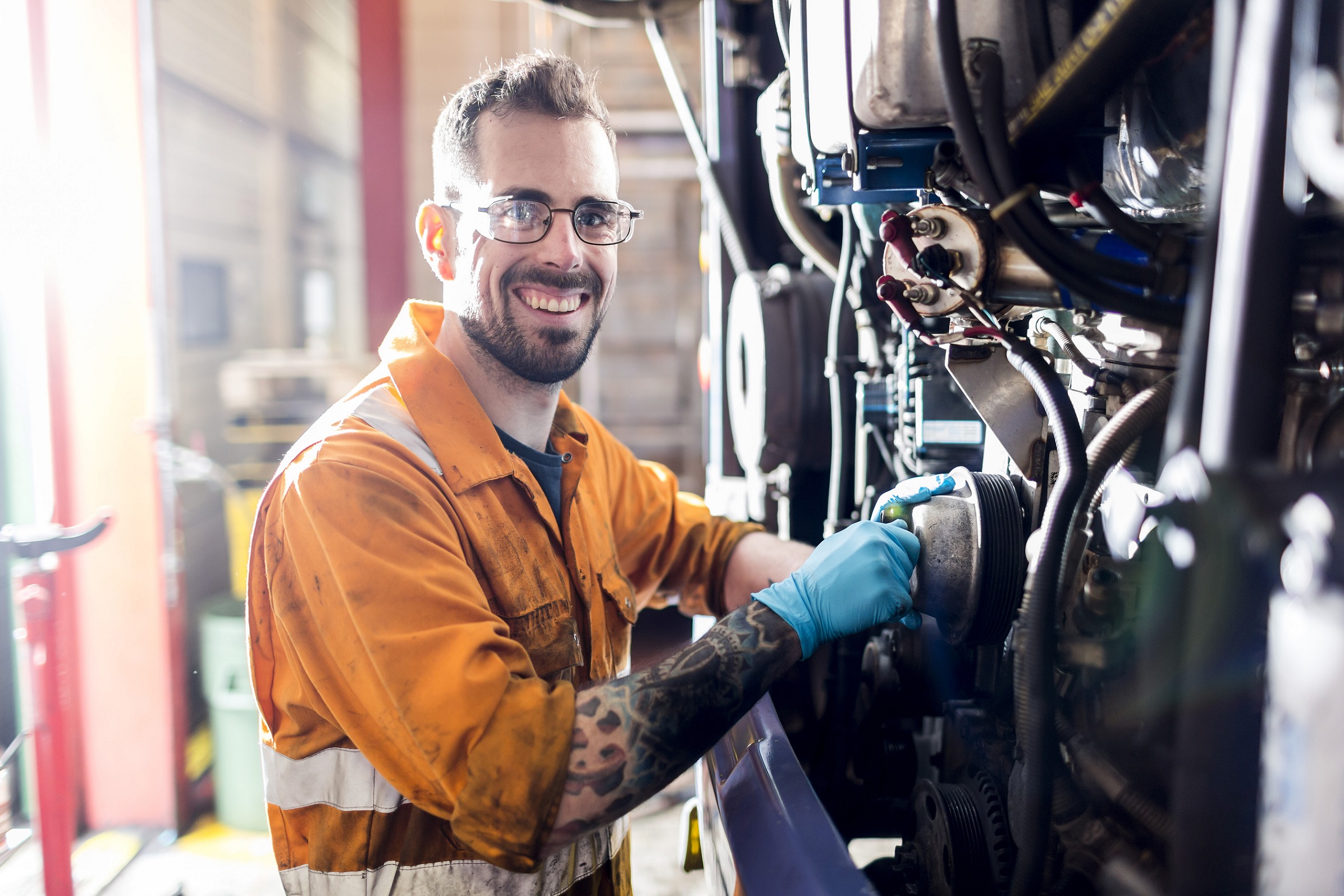 First Bus engineering at Hengrove depot in Bristol