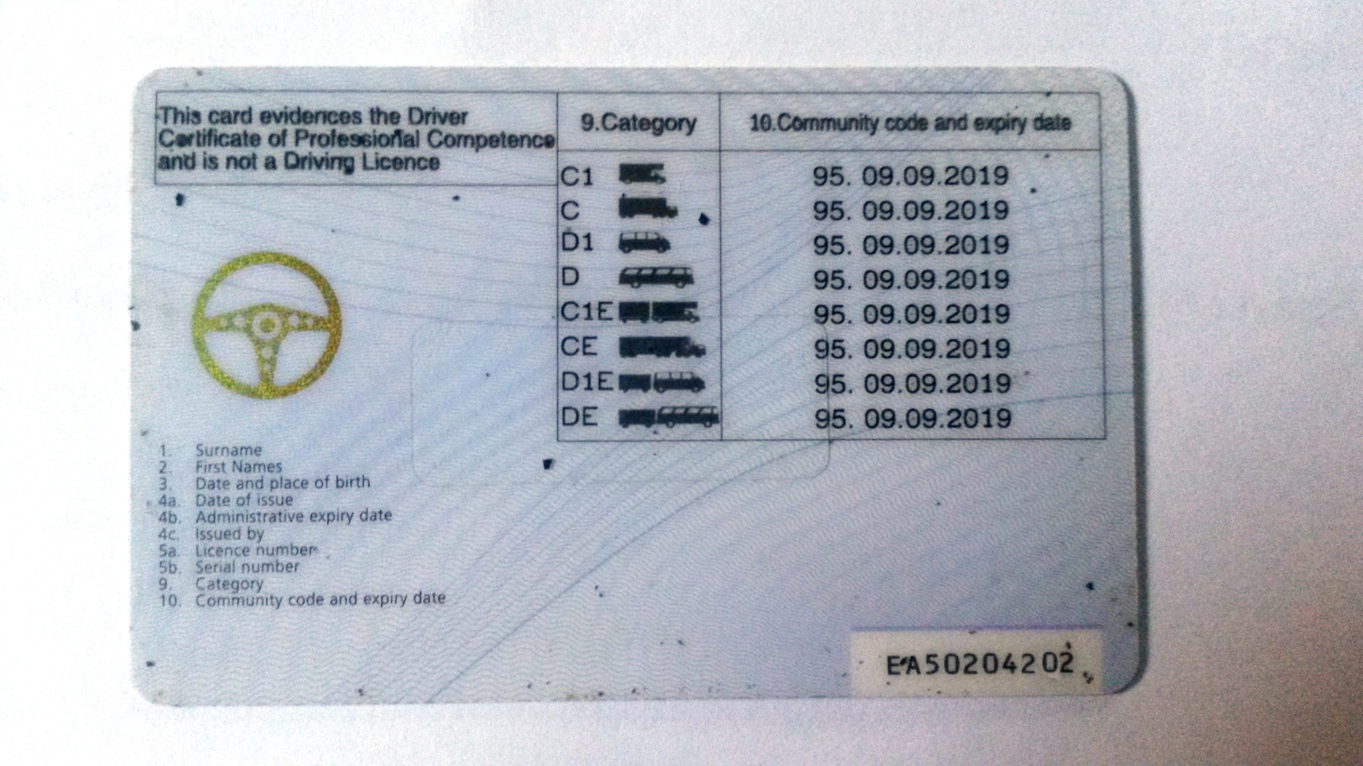 Driver Qualification Card date error