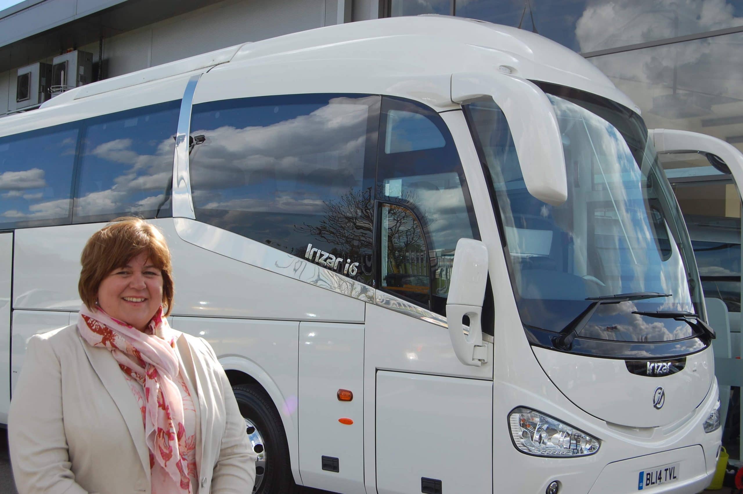 Julie Hartley with an Irizar Coach