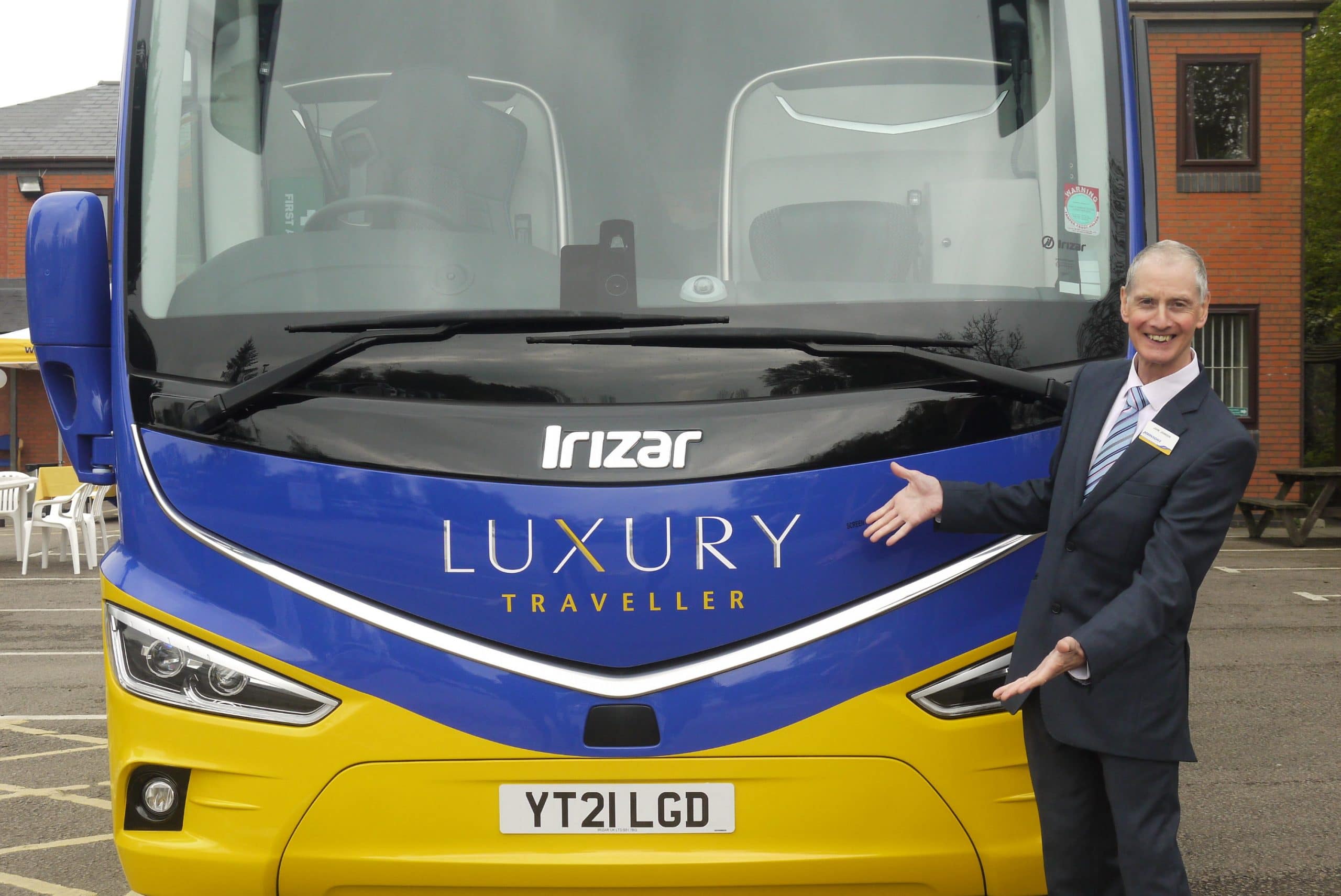 John Johnson of Johnsons Coaches with Irizar i8 coach