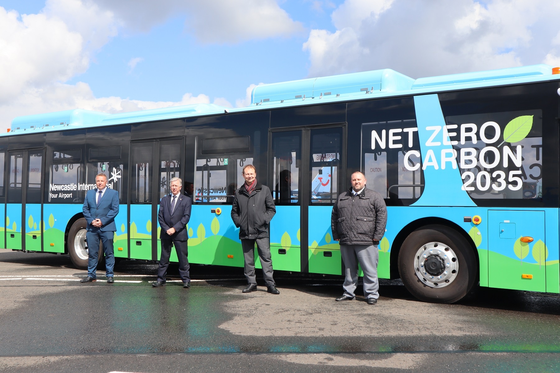 Yutong ABe13 airside bus at Newcastle International Airport