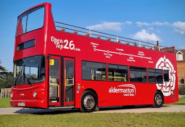 Aldermaston Coach Lines open top bus for Southsea