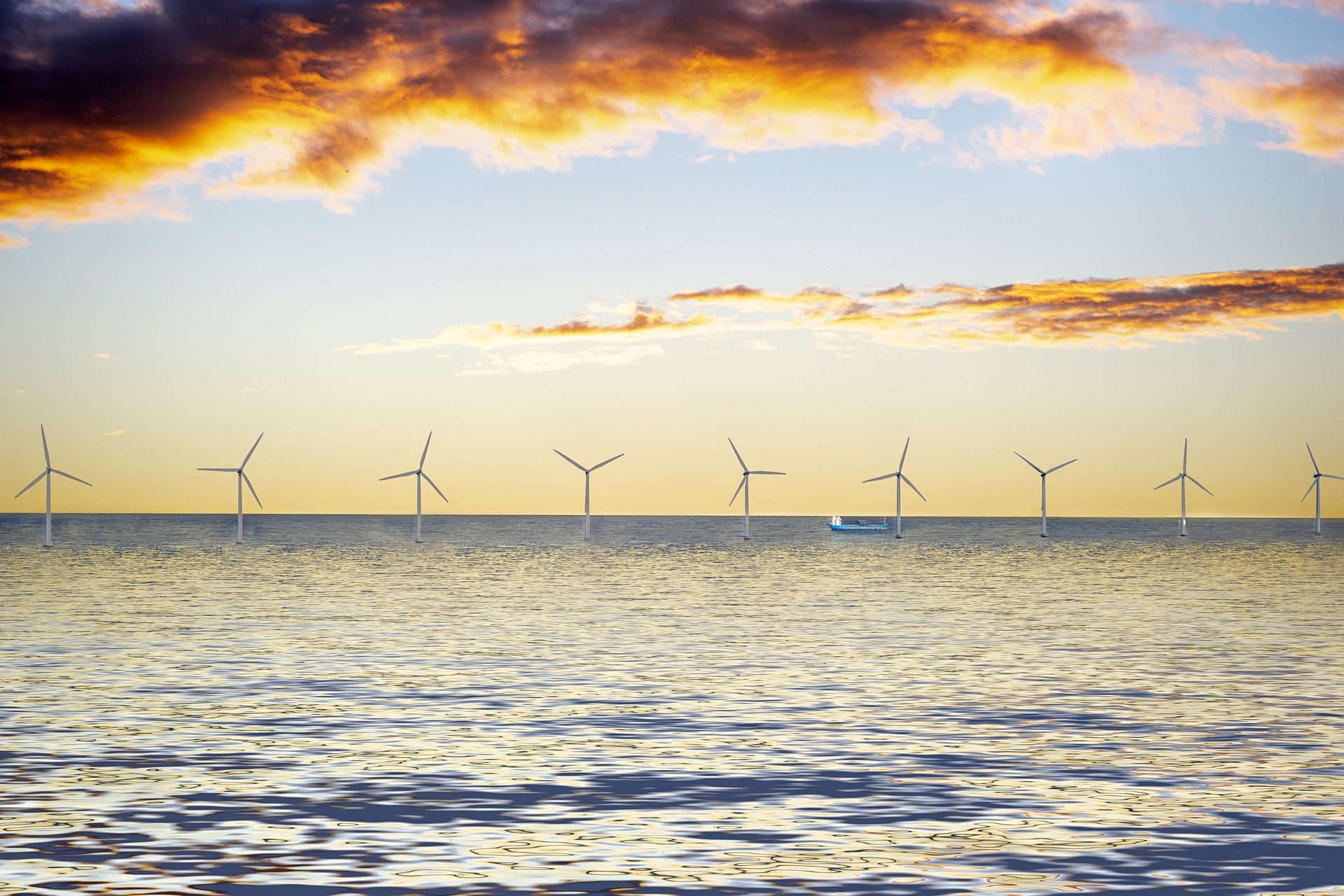 A wind farm such as one that might be used by Ryze hydrogen to generate power for electrolysis.