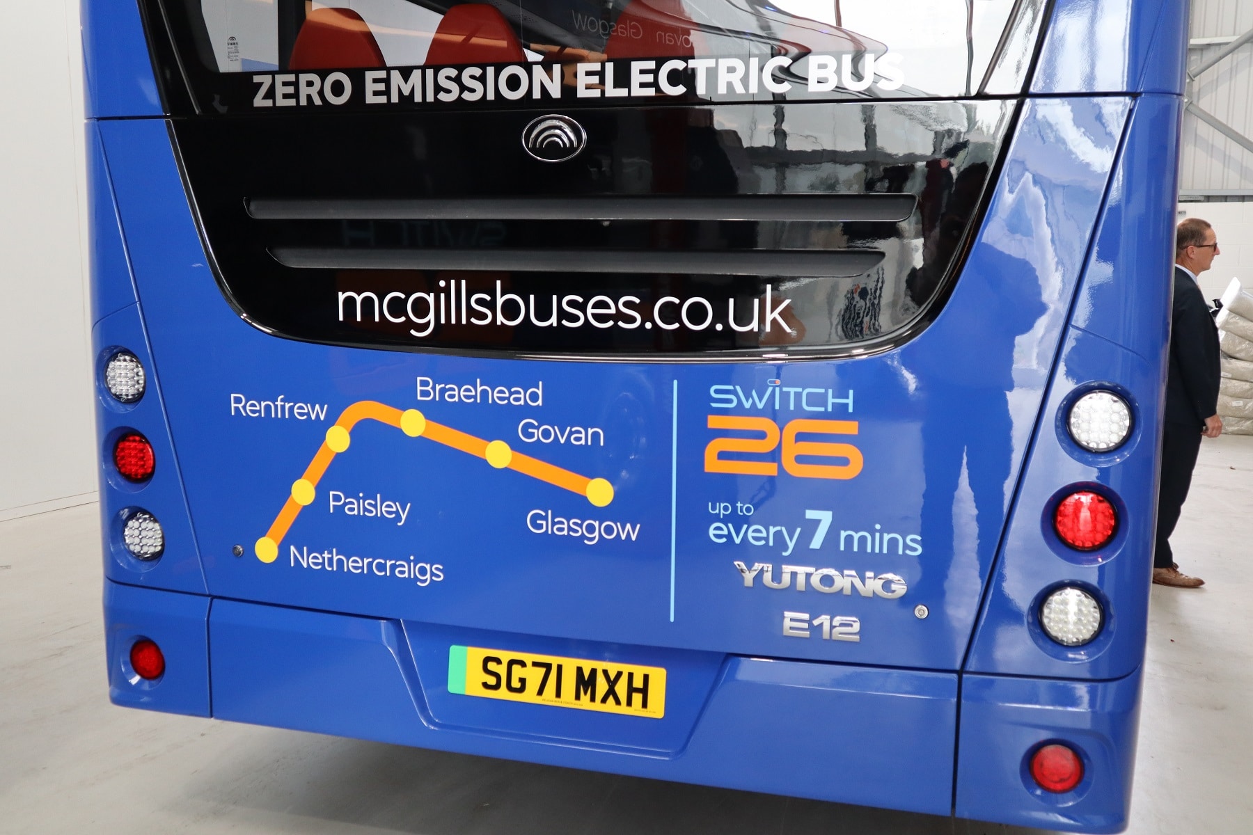 Yutong electric bus with rear route branding