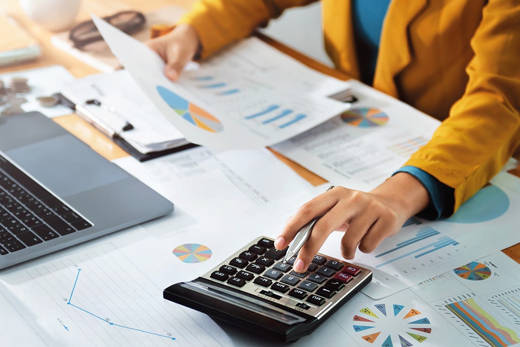 Working out finance on a table