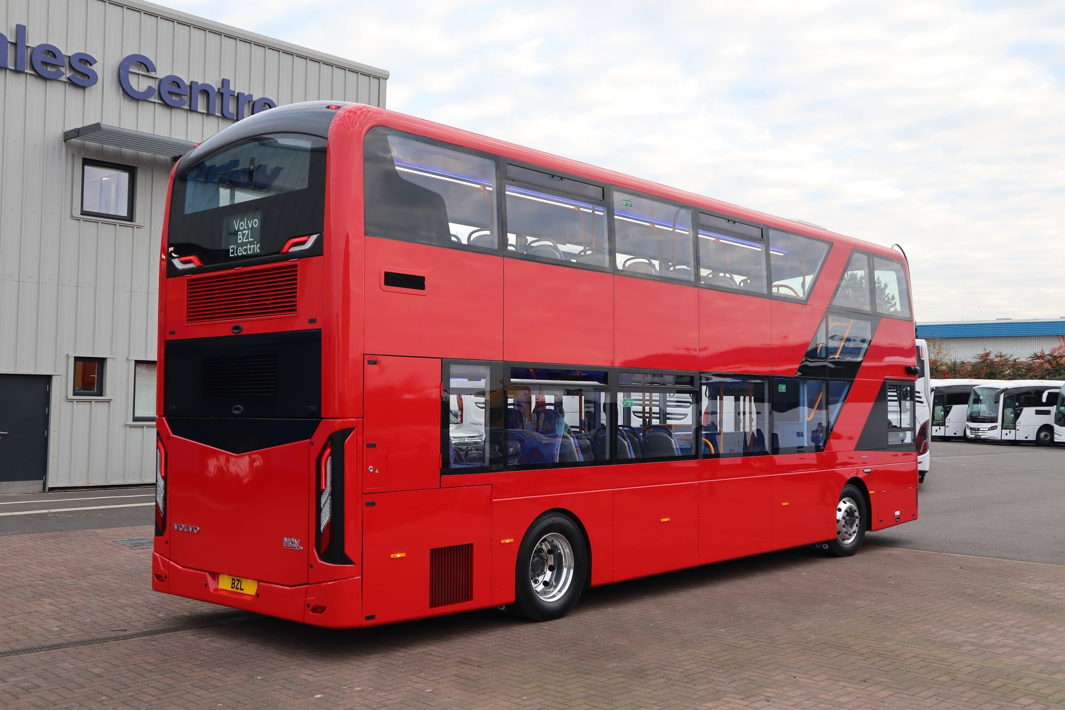 Rear view of double decker demonstrator