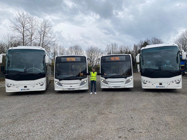 Andy Biggs with buses