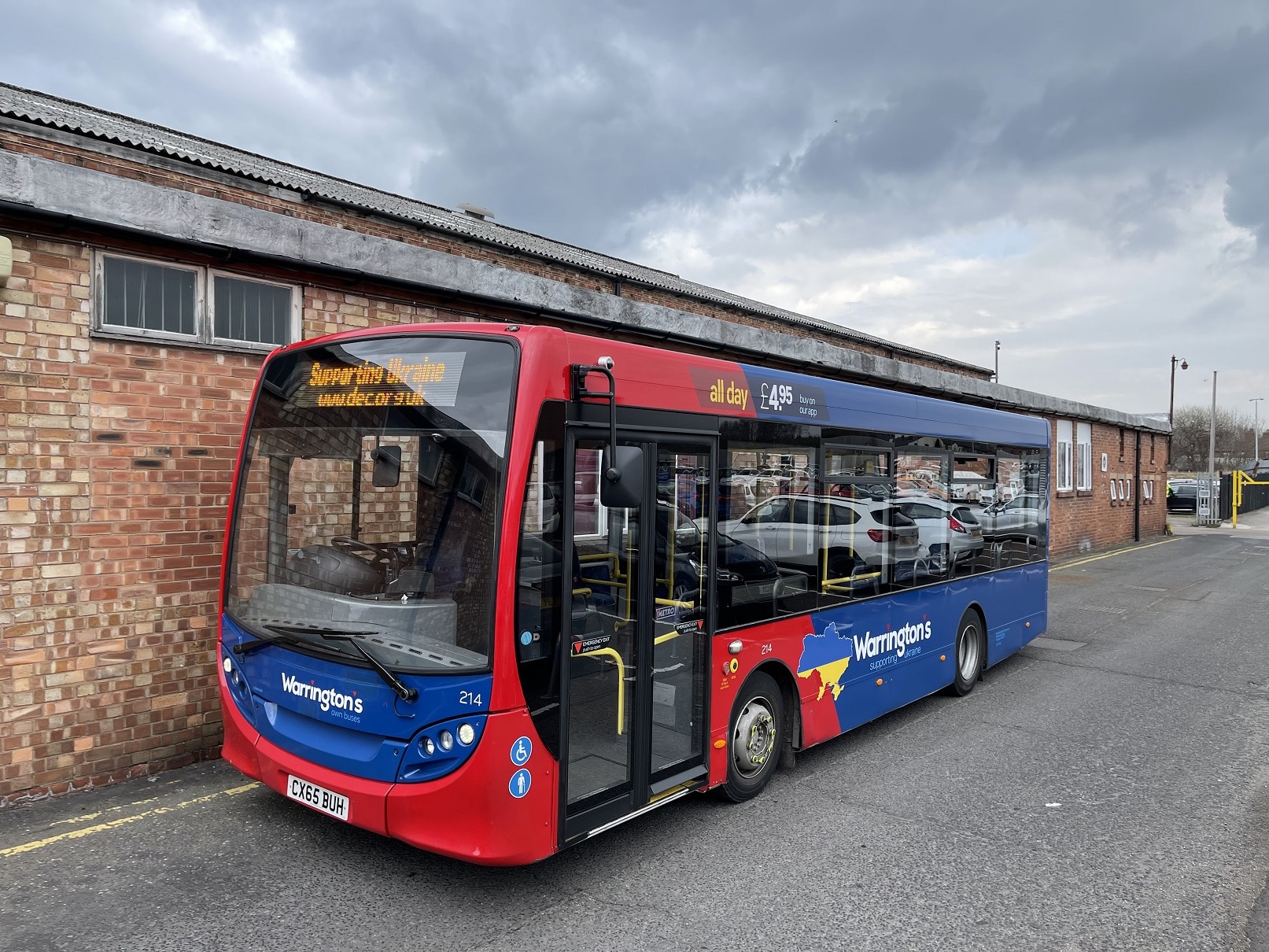 Warrington's Own Buses Enviro200 supporting Ukraine