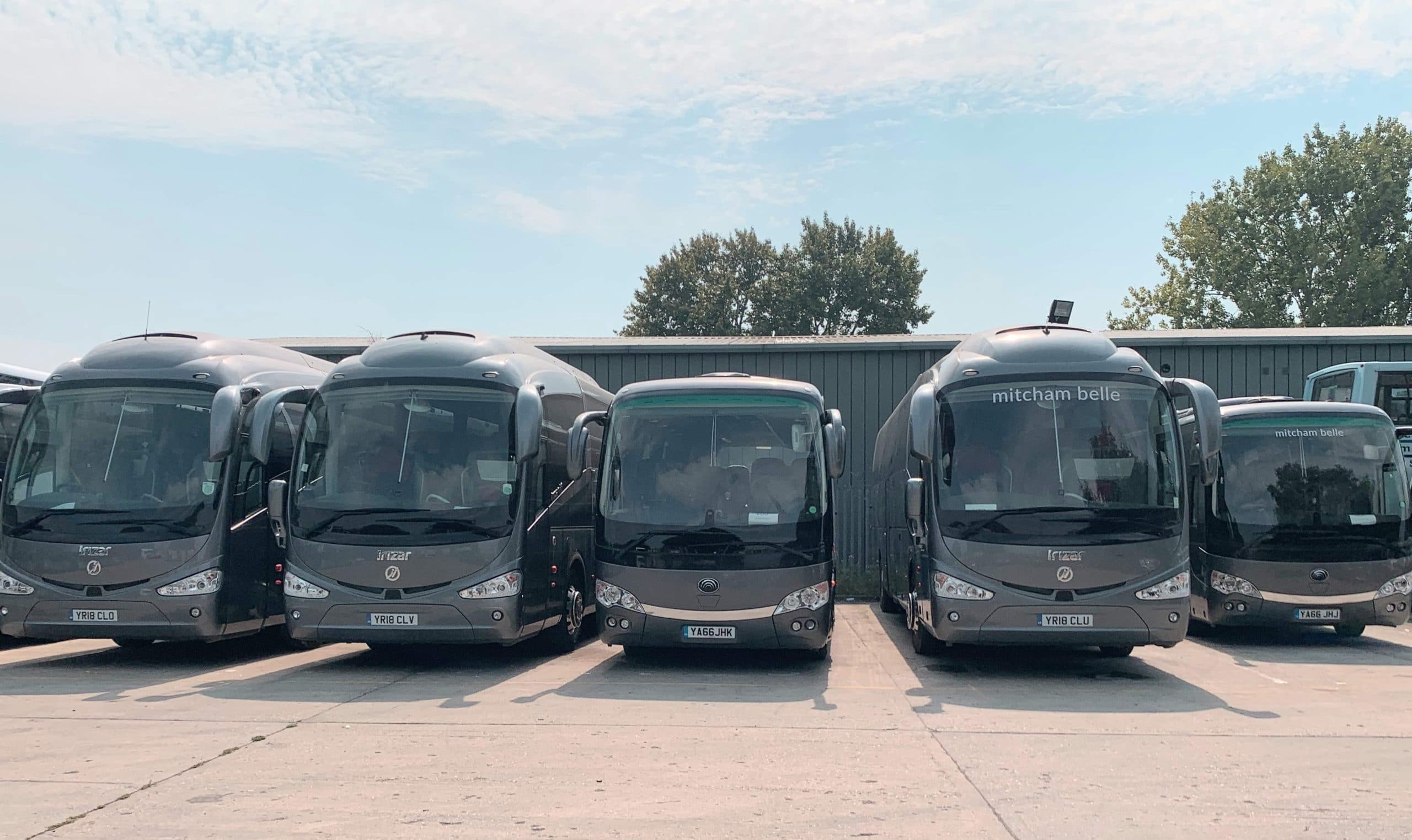 Photo of lined up Mitcham Belle Coaches