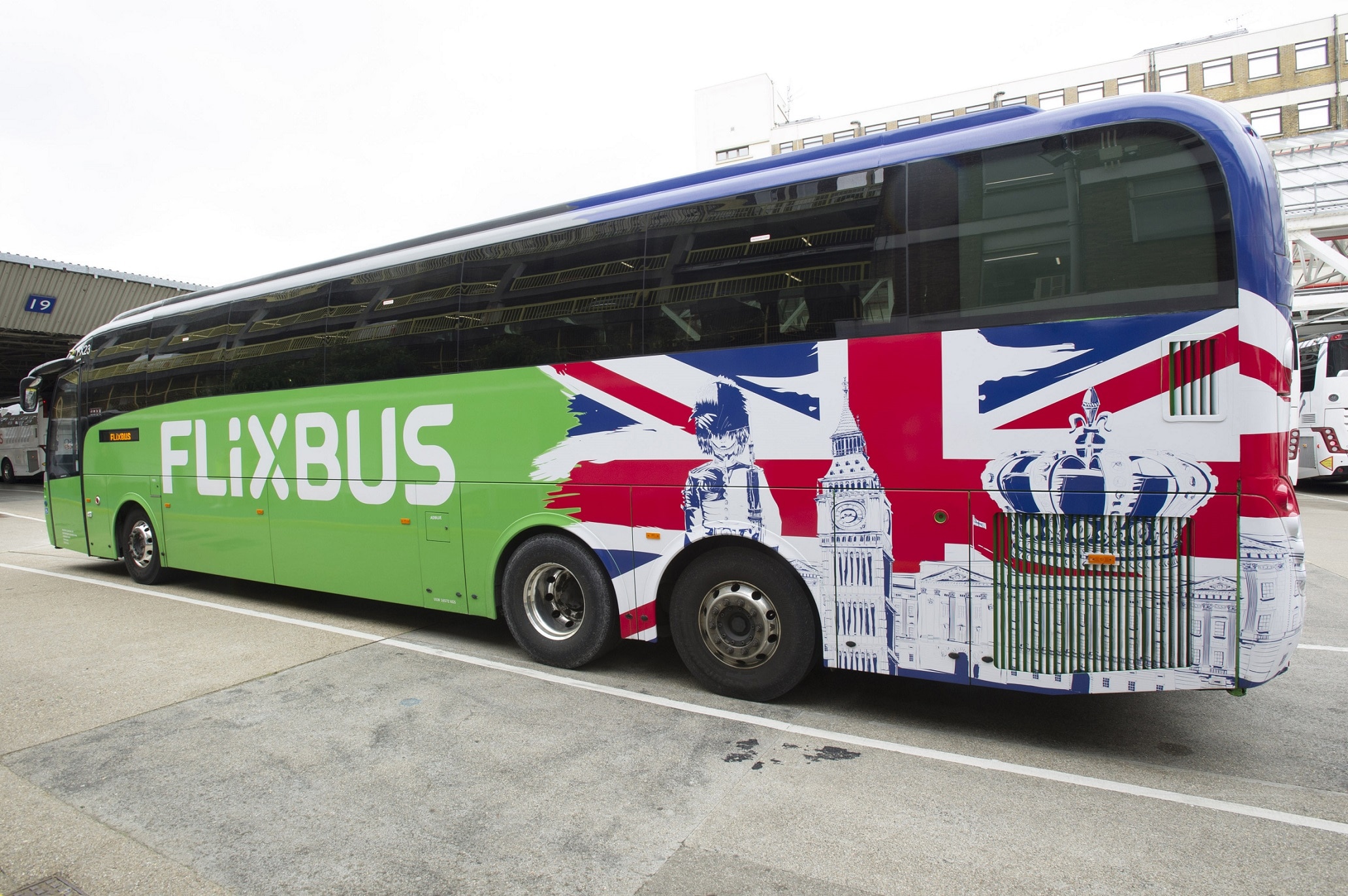 FlixBus UK and Go Whippet commemorative Platinum Jubilee coach