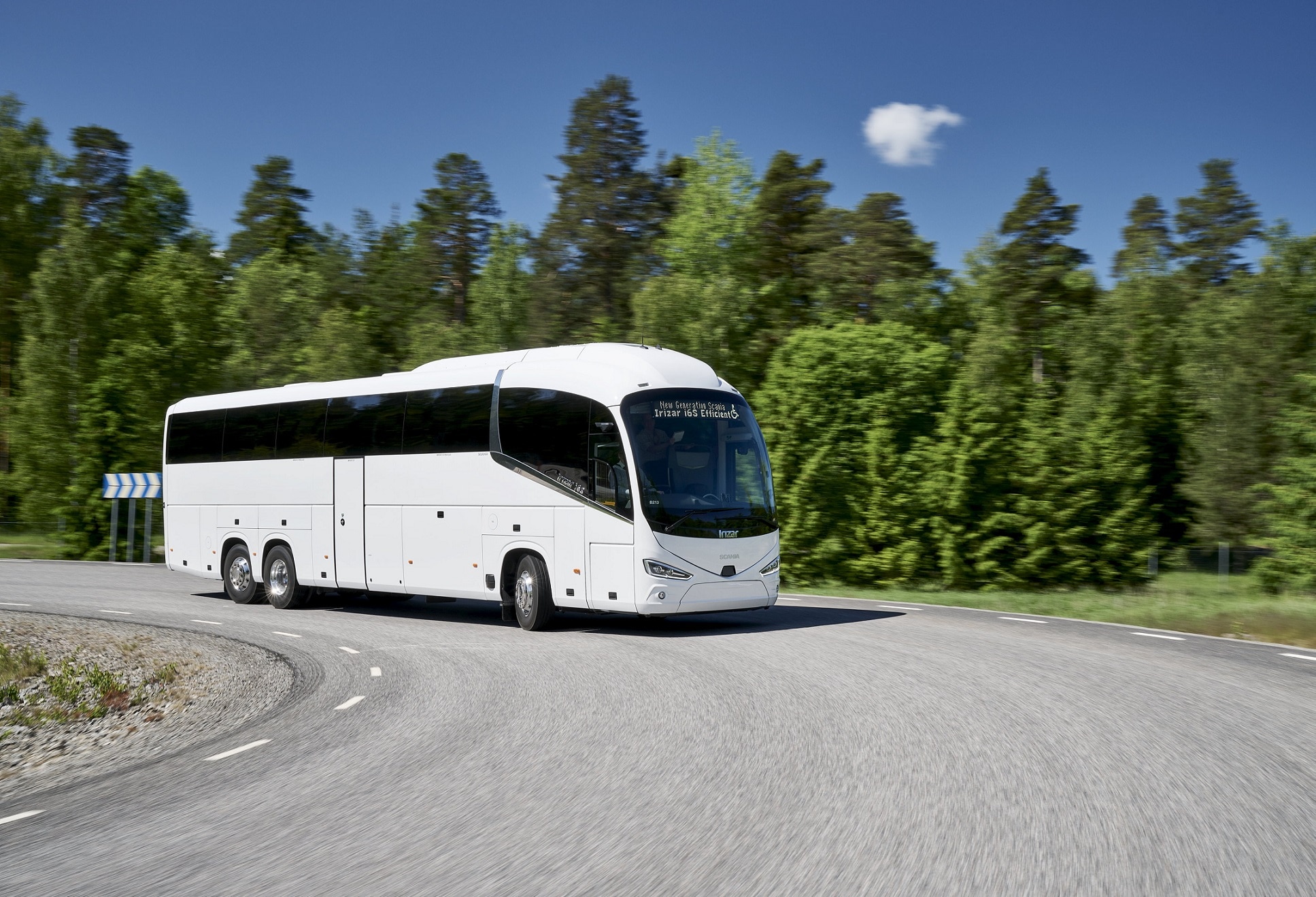 Coach at Scania test track in Sodertalje