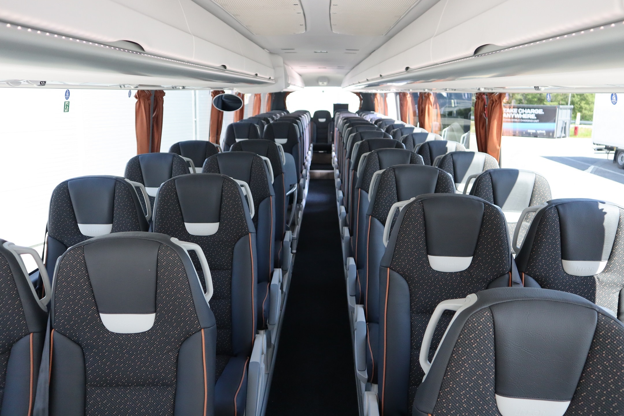 Interior view of 59 Irizar i6S seats in the demonstrator