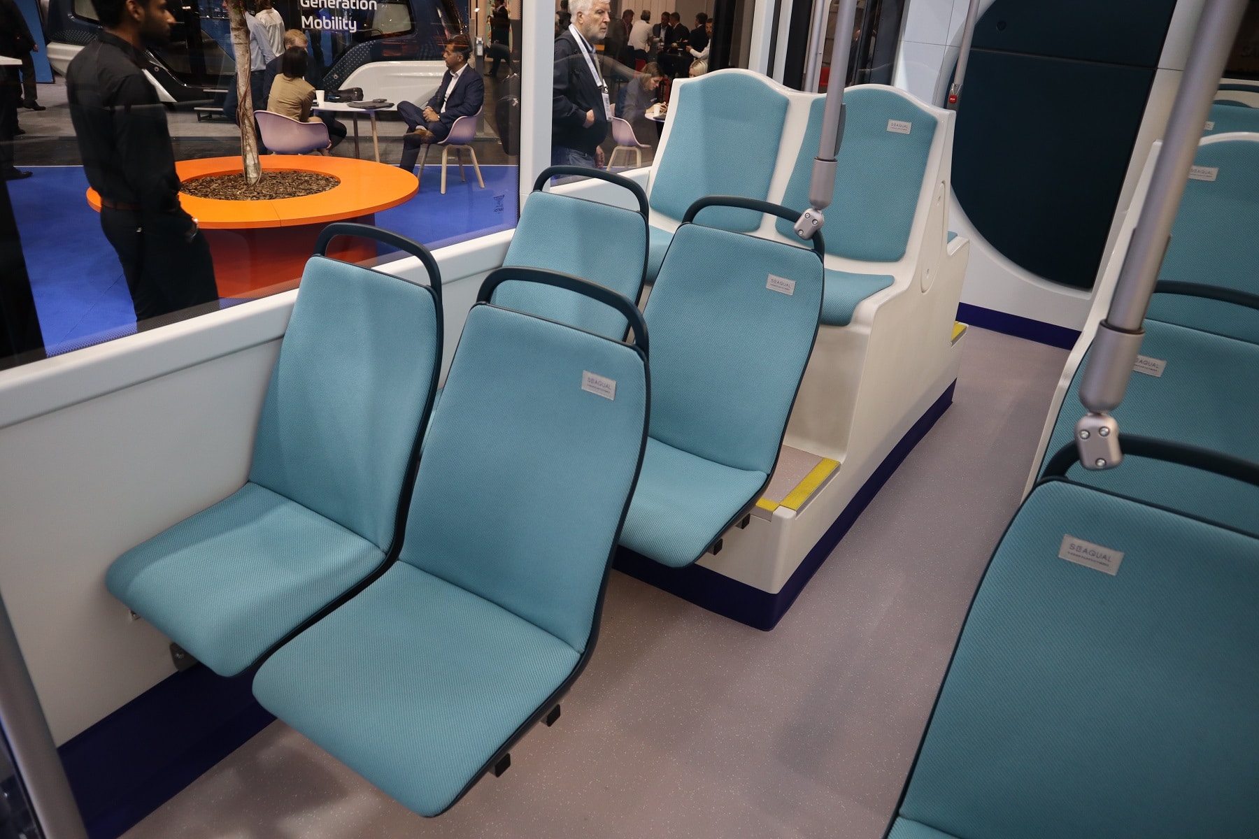 SeaQual recycled marine plastic fabric on seats