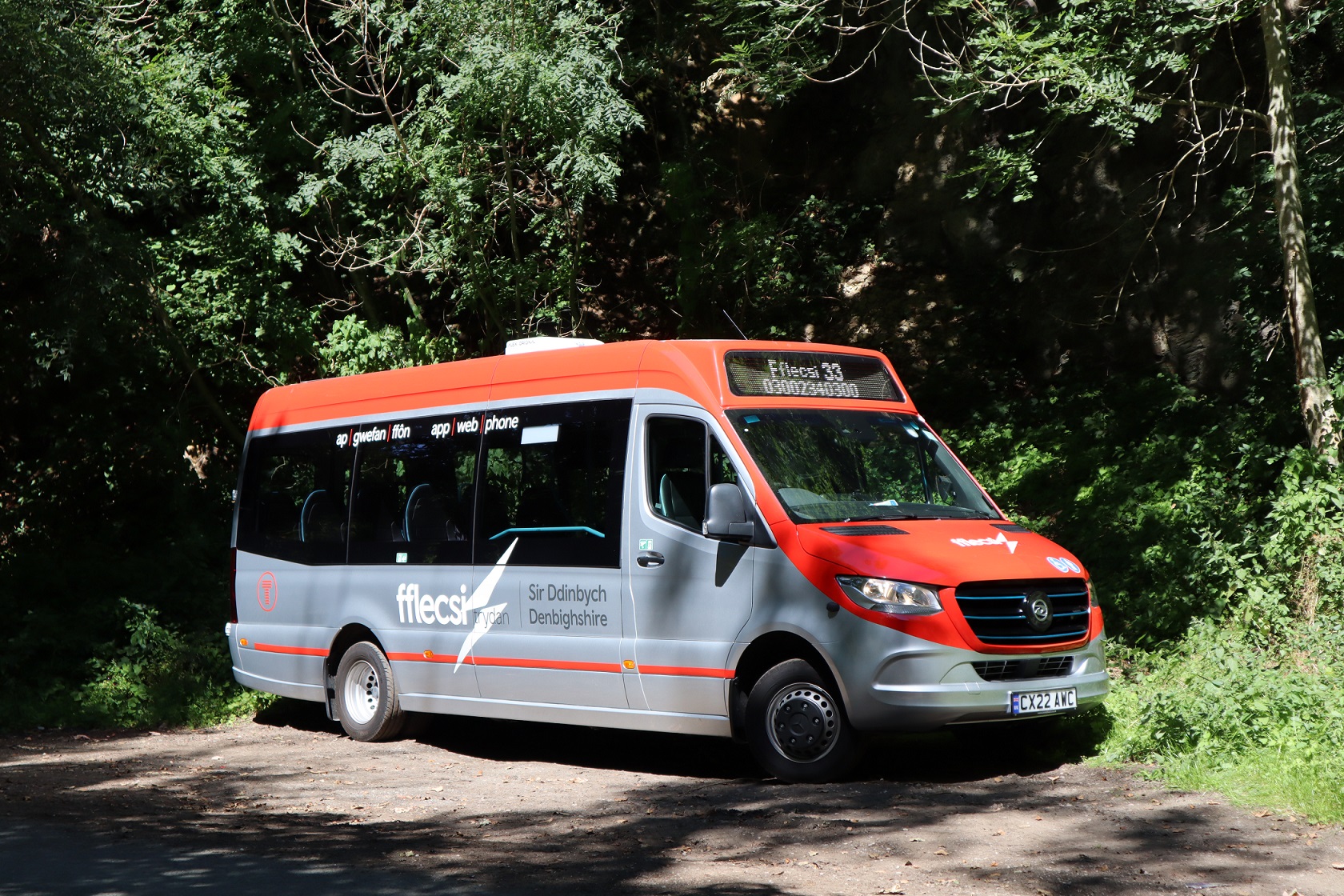 Minibus parked in rural location