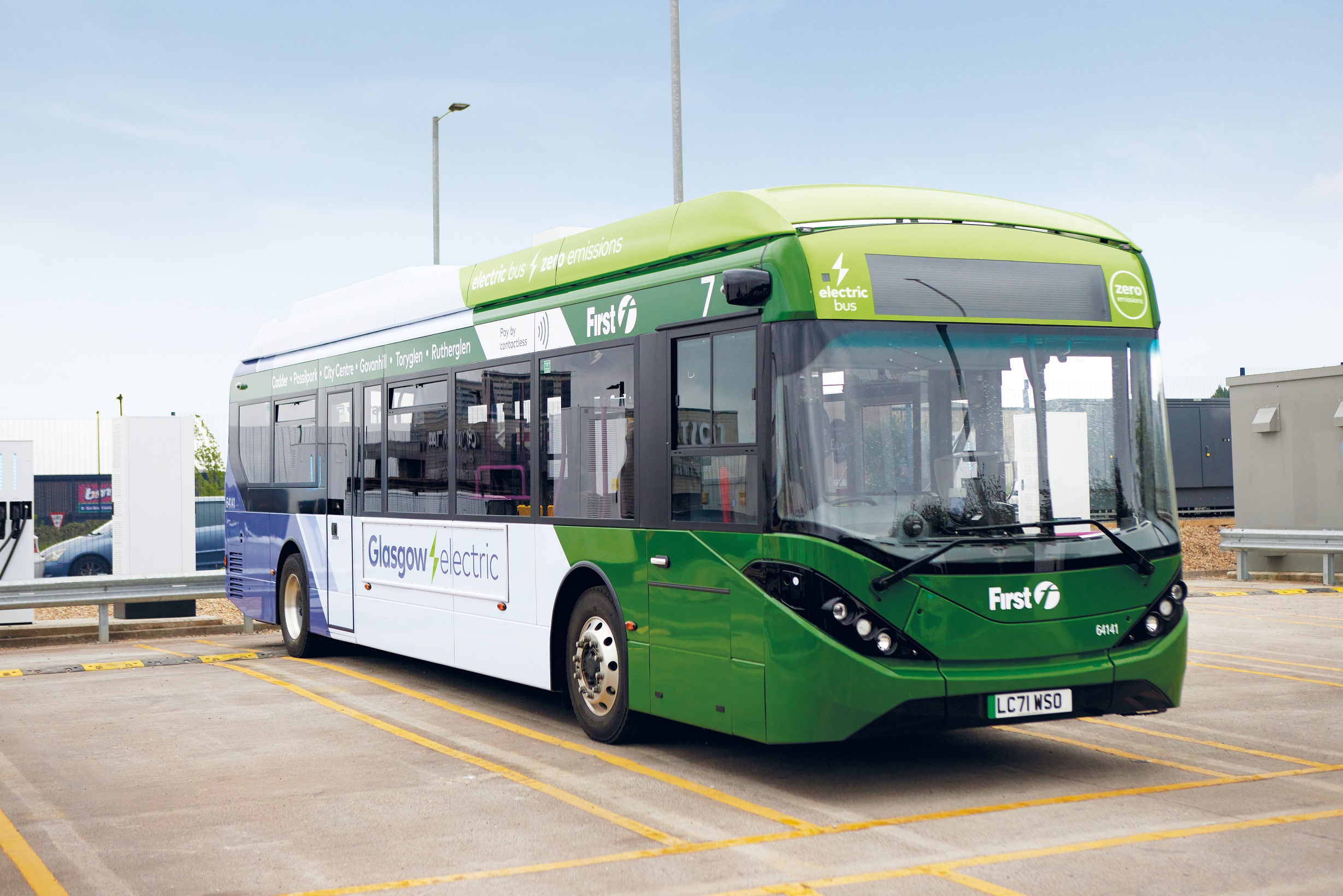 First Glasgow electric bus in Glasgow