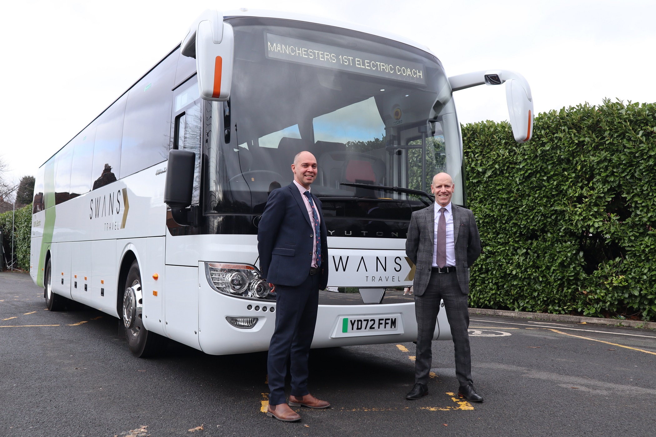 Swans Travel battery electric coach services Manchester Grammar School