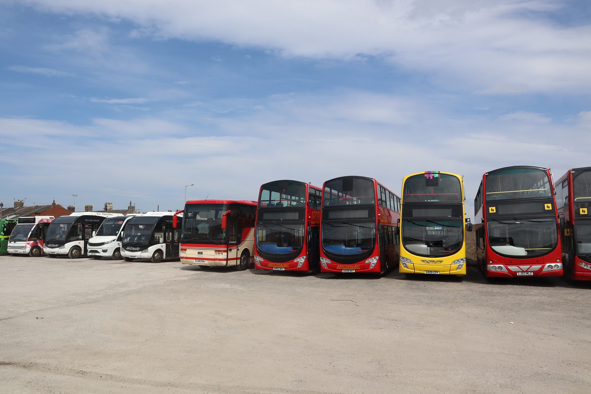 Archway Travel fleet at depot in Fleetwood