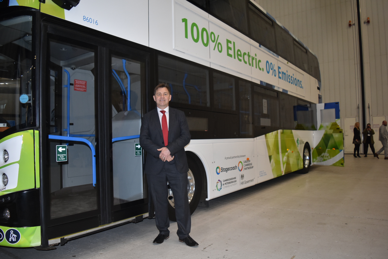 Cambridge Peterborough Mayor Nik Johnson electric bus