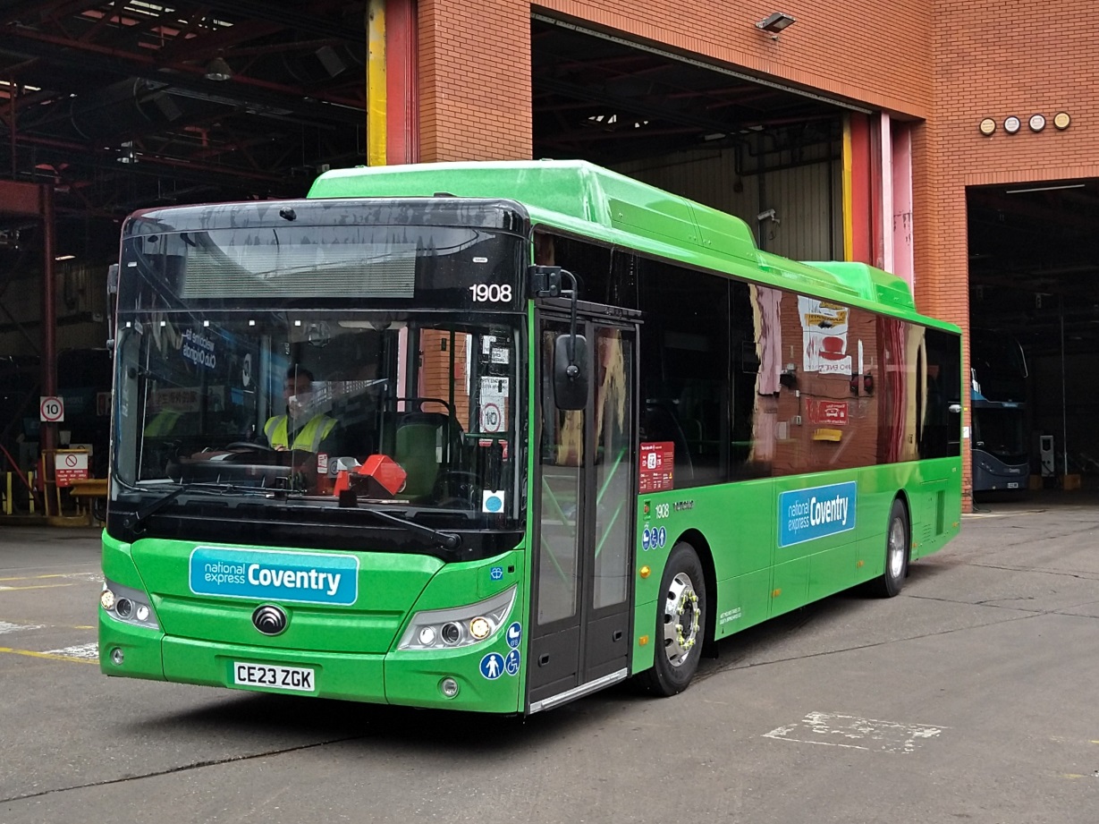 Yutong E12 loaned to National Express in Coventry