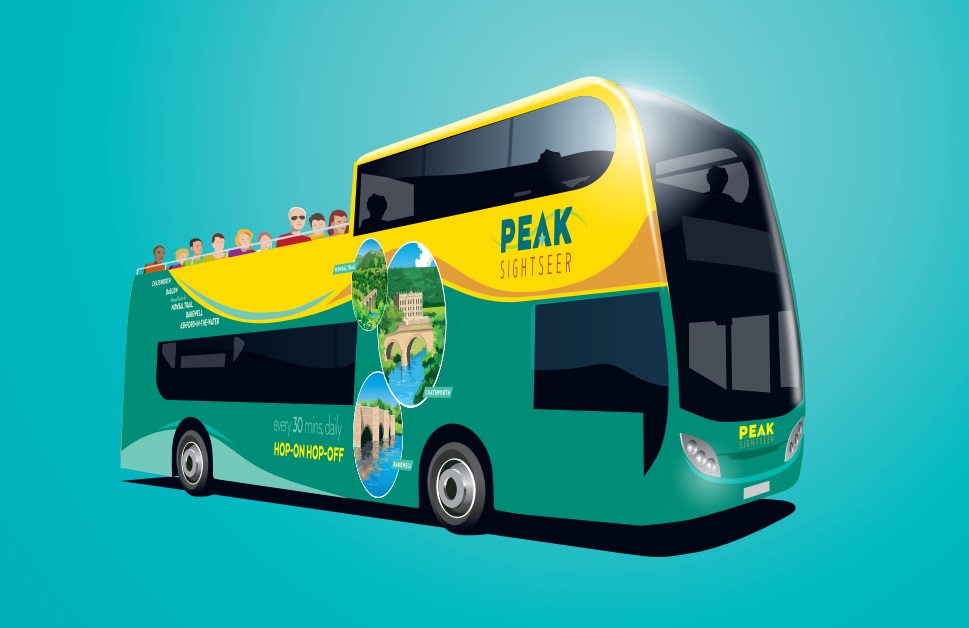 Peak Sightseer open-top bus service in Derbyshire