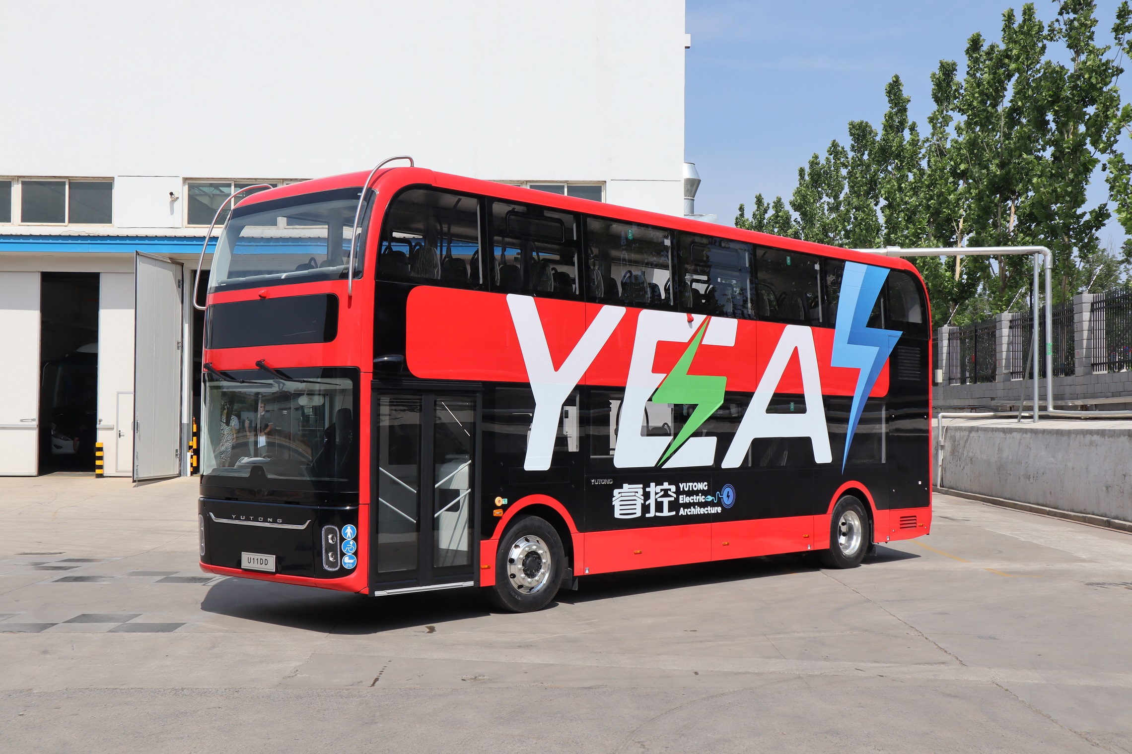 Double decker bus at factory in China