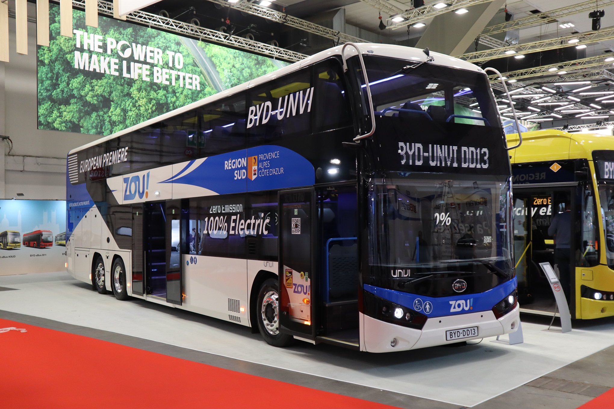 BYD UNVI DD13 double deck coach on display