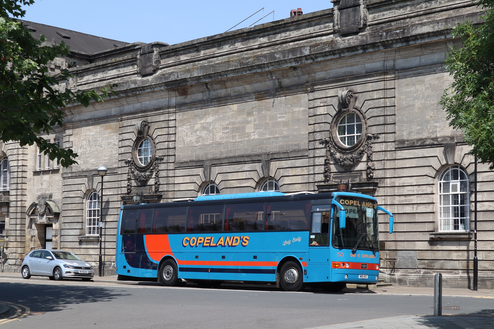 Copelands coach outside Kings Hall in Stoke on Trent