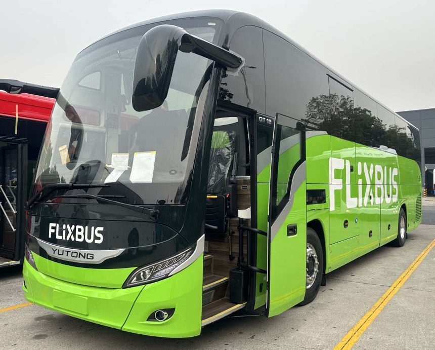 One of the new Yutong coaches to be used on the additional Belle Vue-FlixBus services from April 2024