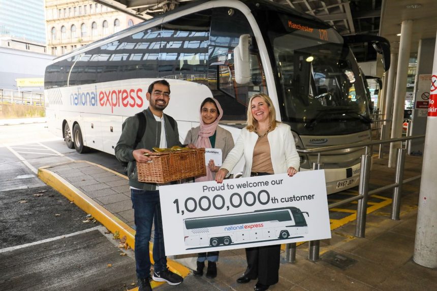 Rimsha Zamir and Salman Khan - National Express's one millionth customers through Manchester in 2023