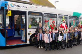 Eastbourne santa bus visit to school (2) (1) stagecoach
