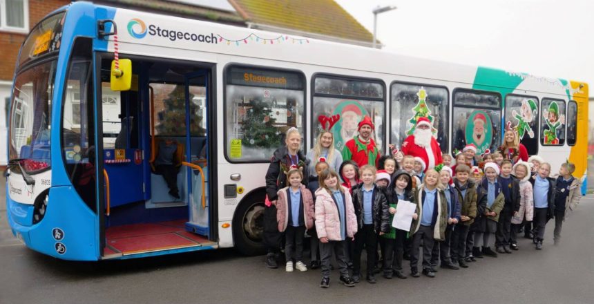 Eastbourne santa bus visit to school (2) (1) stagecoach