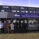 Reading Buses bus showing Royal Berks Charity banner