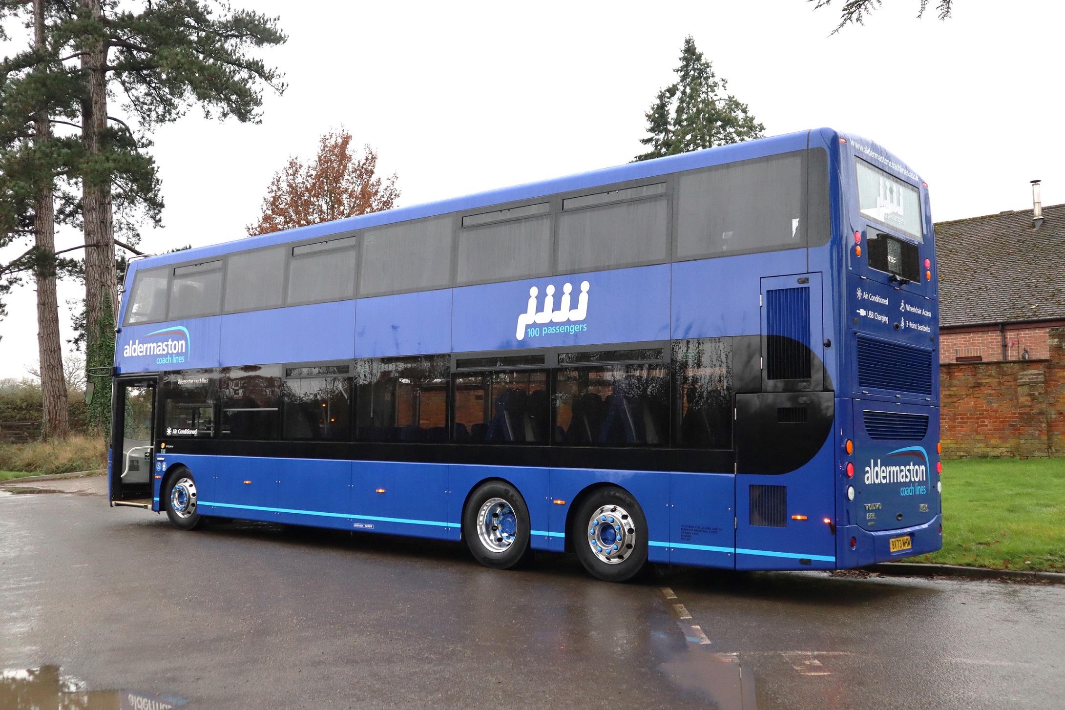 Volvo B8L MCV EvoSet double decker bus with Aldermaston Coach Lines