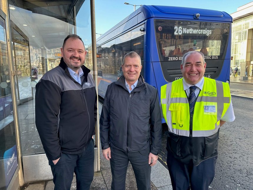 McGill's MD Alex Hornby, Graham Simpson MSP, McGill's On Street Inspector Allan Williams (1)