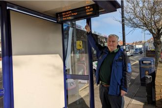 Councillor Vernon-Jackson and Real Time Information Screen (1)