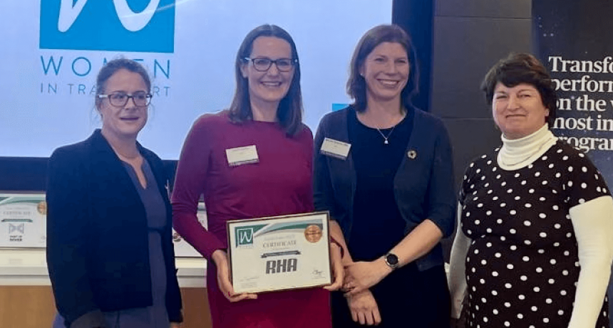 RHA HR Director Laura Taylor receives the Women in Transport Equity Index report