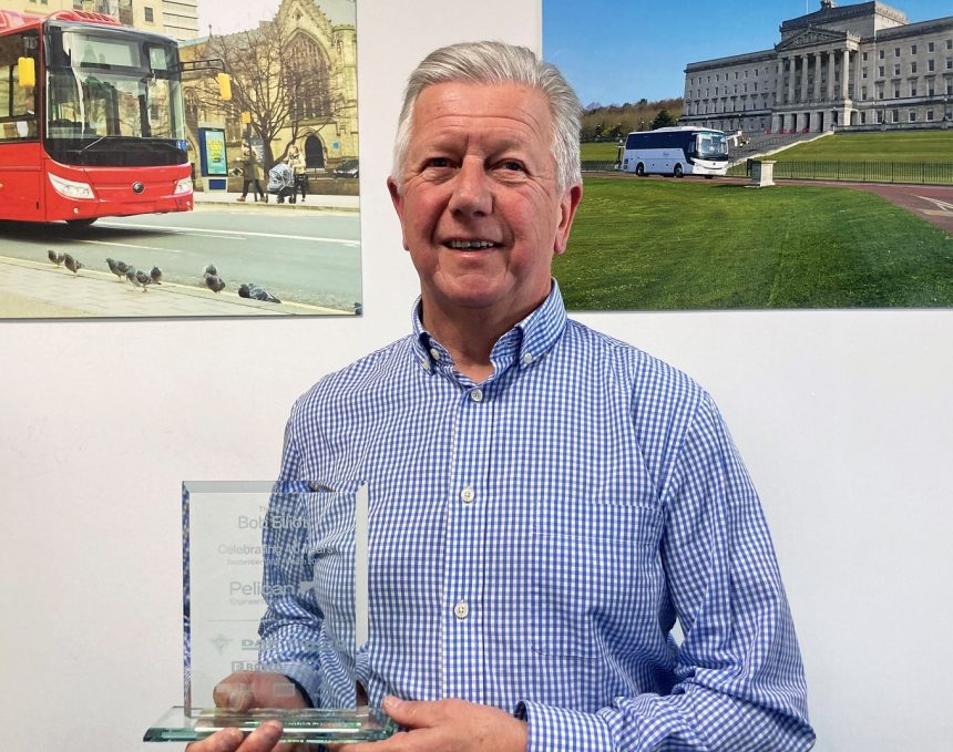 Bob Elliott hands over to Dale Ogg at Pelican Bus and Coach