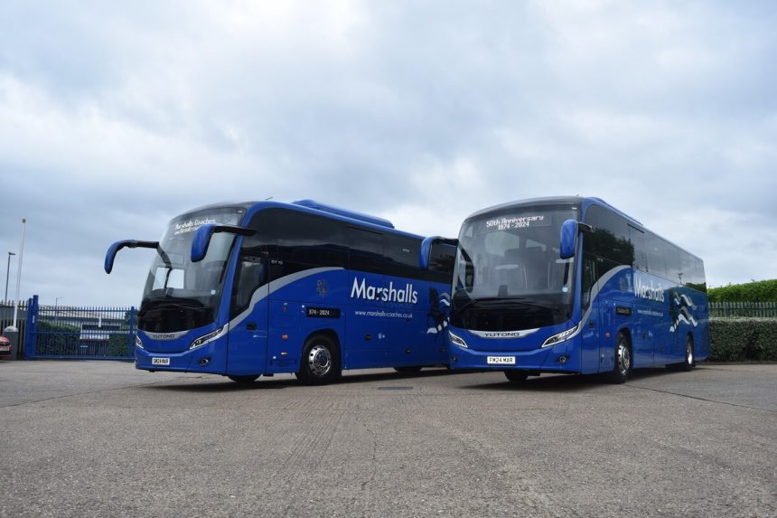 Marshalls recently greeted the arrival of two new Yutong GT12 coaches for tours and rail replacement work