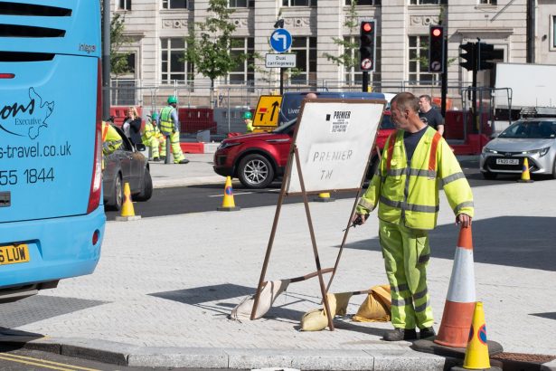 traffic coach bus streetworks road works