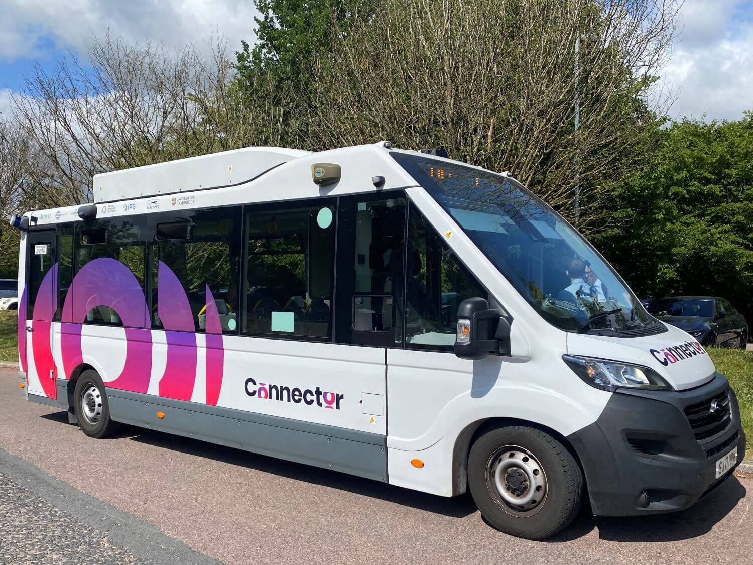 Whippet autonomous bus Alexander Dennis Enviro100AEV Cambridge Connector at Madingley Rd P&R (1)