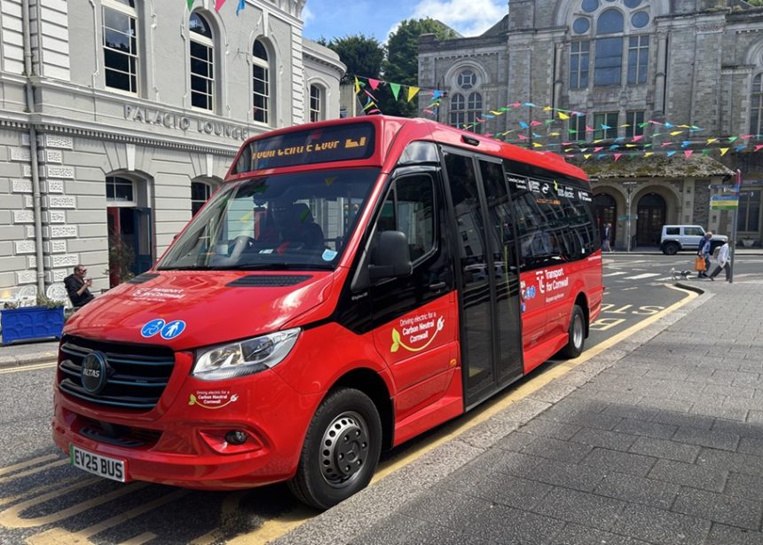 EVM eCityline battery electric minibus with Falmouth operator OTS