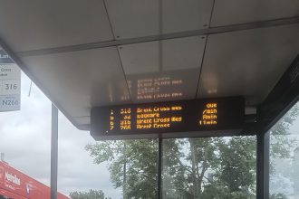 Technology is holding back bus patronage, claims report bus stop display