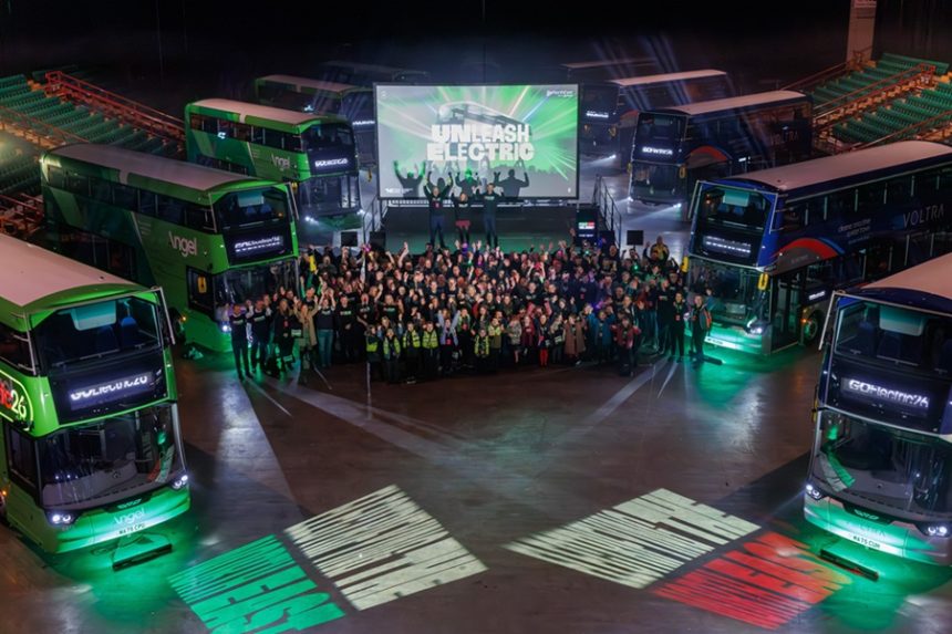 Go North East electric buses make debut at Utilita Arena