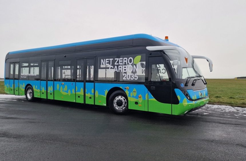 Yutong ABe14 battery-electric airside bus for Newcastle International Airport