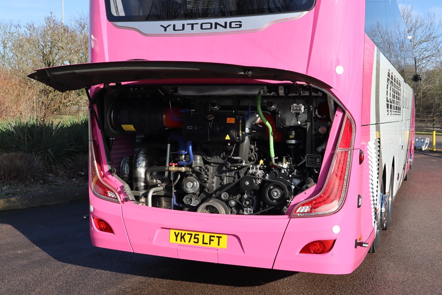 DAF MX-13 engine developing 483bhp at rear of coach