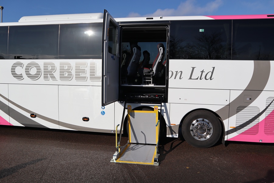 Passenger lift fitted to Yutong GT14 coach