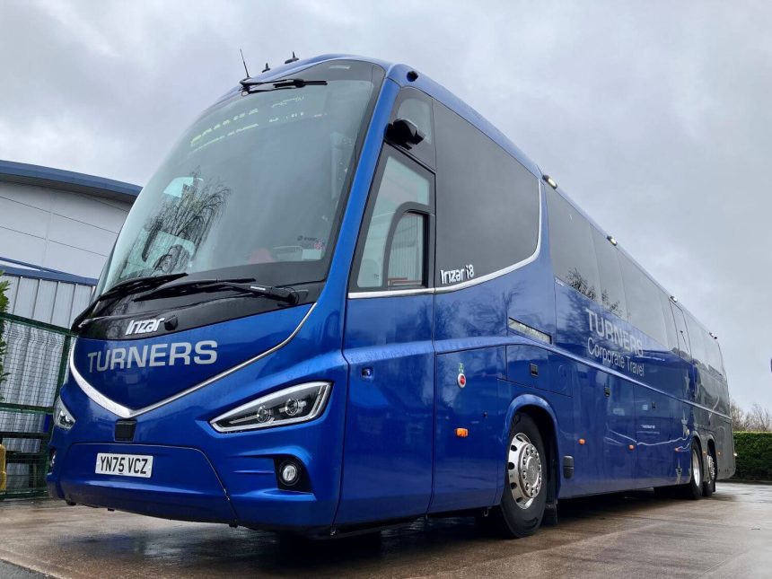 New Scania Irizar i8 arrives at Turners Coachways for sports team contract